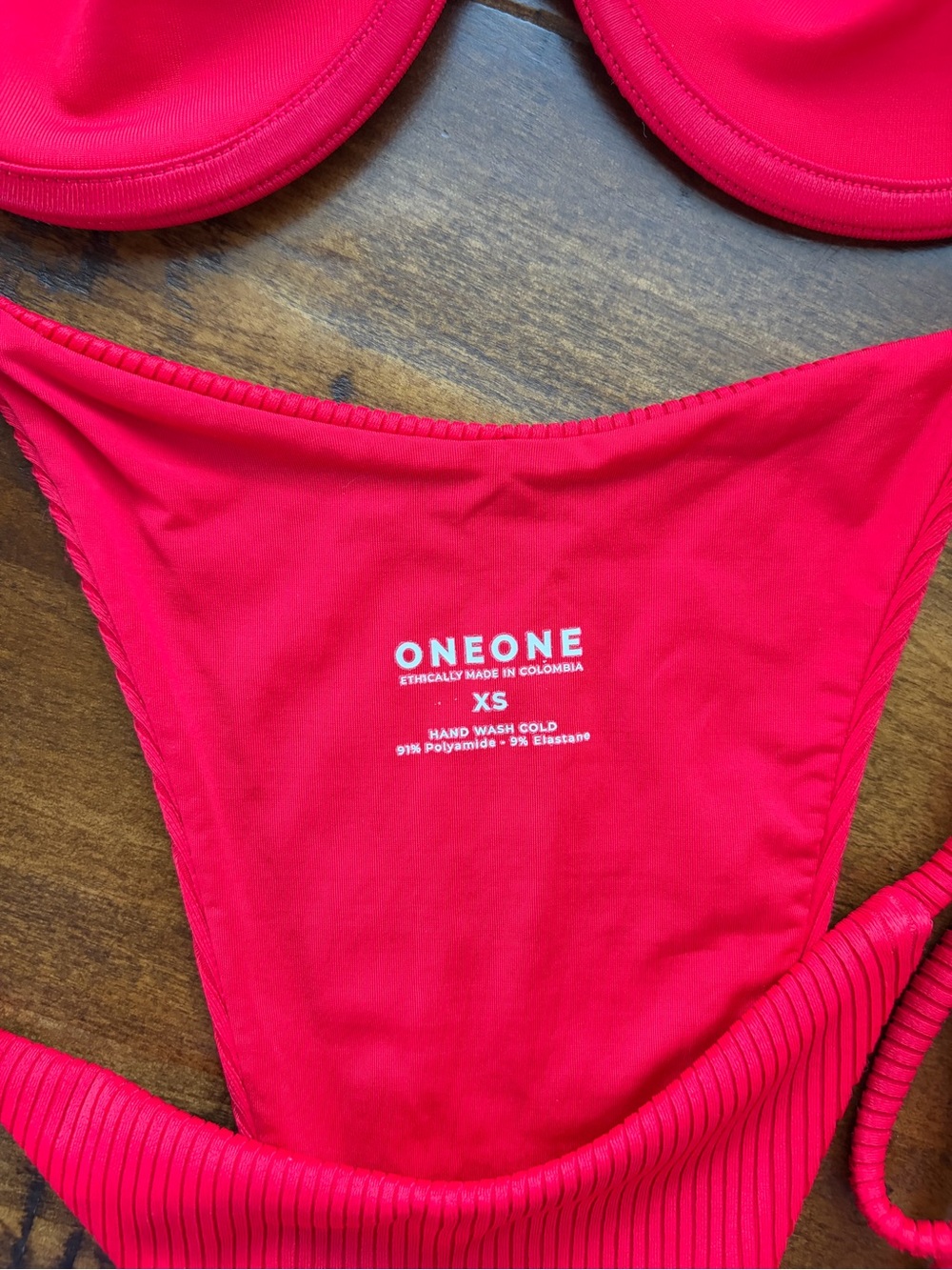 OneOne Swimwear Ribbed Red Bikini Set - Picture 6 of 8